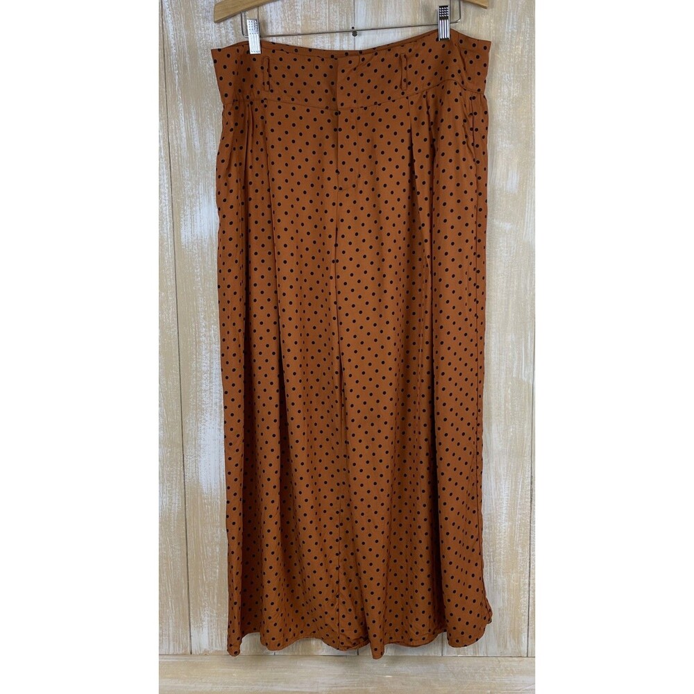 Soft Surroundings Polka-Dot Rust Orange Wide-Leg Women's Pants Petite XL No Belt